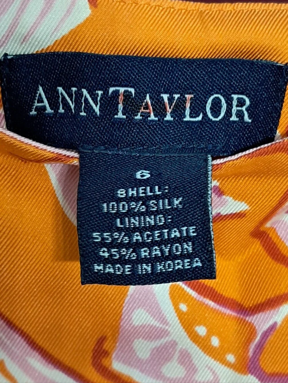 Ann Taylor 100% Silk Sz. 6 Orange and Pink Skirt - Picture 5 of 14
